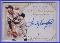 Sandy Koufax Very Rare On Card Auto 2017 Topps Definitive 4/5 Only 5 Signed