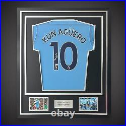 Sergio Aguero Hand Signed & Deluxe Framed Manchester City Football Shirt £240