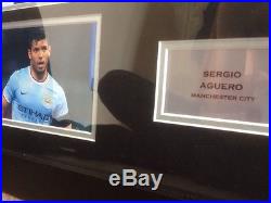 Sergio Aguero Signed Framed Manchester City Shirt