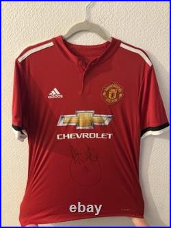 Signed Authentic Ashley Young Manchester United Shirt Red, Medium 2014-2015
