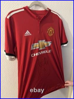 Signed Authentic Ashley Young Manchester United Shirt Red, Medium 2014-2015