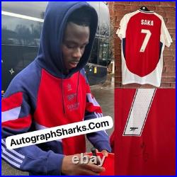 Signed Bukayo Saka 7 Arsenal 24/25 Autographed Home Shirt With EXACT PROOF & COA