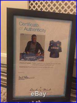 Signed Chelsea Didier Drogba 2011-12 Shirt In Frame With Champions League Final