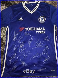 Signed Chelsea Shirt 16/17 Proof See Them Sign Conte Hazard Costa David Luiz