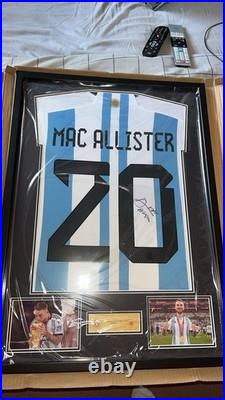 Signed & Framed Alexis Mac Allister Signed Argentina Home Shirt Qatar 2022
