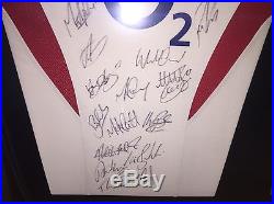 Signed & Framed England & Australia 2003 World Cup Rugby Squad Shirts with COA