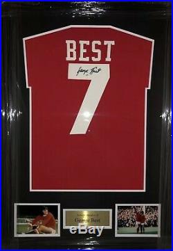 Signed Framed Manchester United Retro Shirt By George Best Northern Ireland