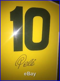 Signed Framed Retro Argentina & Brazil Dual Shirts By Diego Maradona & Pele