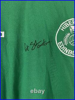 Signed Hibs Football Shirt By Pat Stanton Retro Remake Edition