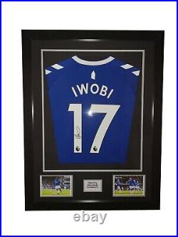 Signed Iwobi Everton shirt, Framed with COA