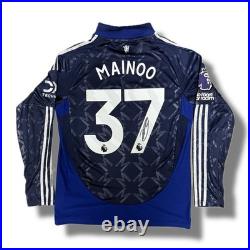 Signed KOBBIE MAINOO Manchester United 2024/25 Football Away Shirt COA & Proof