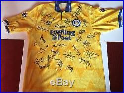 Signed Leeds United Shirt 1992 Yorkshire Evening Post- Gary Speed, Strachan etc