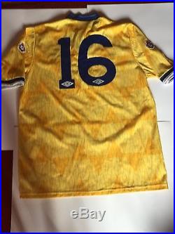 Signed Leeds United Shirt 1992 Yorkshire Evening Post- Gary Speed, Strachan etc
