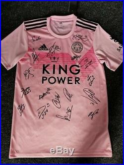 Signed Leicester City Shirt. Pink Away. ADULTS XL BRAND NEW. Signed by 19/20 Squad