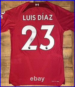 Signed Luis Diaz Liverpool FC 22/23 Home Shirt Proof