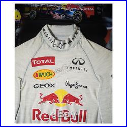 Signed Mark Webber F1 Race Used Nomex Top Red Bull Framed Display