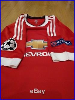 Signed Match Worn Champions League Manchester United Shirt 2015/16 Ashley Young