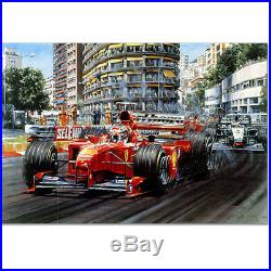 Signed Michael Schumacher Triumphant Ferrari Monaco GP by Nicholas Watts Print