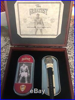 Signed Muhammad Ali Photo Over Liston Fossil Watch Set With Box Limited Edition