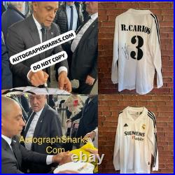 Signed Roberto Carlos Real Madrid Autographed Shirt With COA & Photo Proof