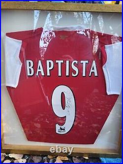Signed arsenal football memorabilia. Julio BAPTISTA SIGNED, 1996, FRAMED