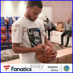 Stephen Curry GS Warriors Signed 2017 NBA Champs Basketball & Mahogany Case