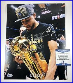 Stephen Steph Curry Warriors Signed Autographed 11x14 Photo Beckett COA