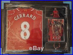 Steven Gerrard Framed Signed Football Shirt Liverpool Number 8 with COA New