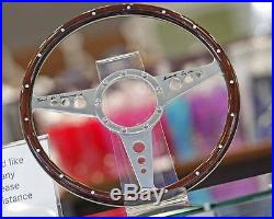 Stirling Moss HAND SIGNED Steering Wheel, 3-spoke, wood rim, full size, COA
