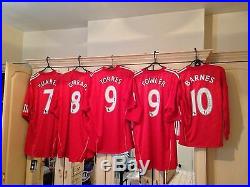 Suarez, Gerrard, Fowler, Torres, Barnes. Signed Liverpool Shirts 2010 Coa