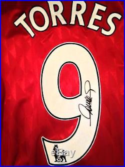 Suarez, Gerrard, Fowler, Torres, Barnes. Signed Liverpool Shirts 2010 Coa