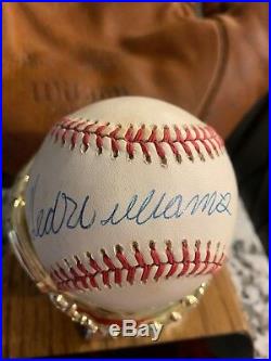 Ted Williams Signed Baseball w Willams Model Glove Boston Red Sox Upper Deck
