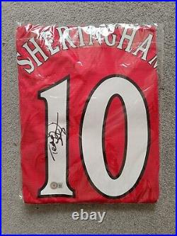 Teddy Sheringham Beckett Autographed Signed Authentic Manchester United shirt