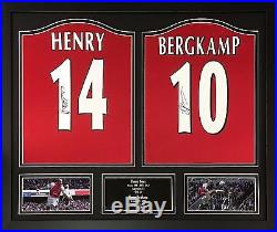 Thierry Henry & Dennis Bergkamp Framed Signed Arsenal Football Shirts With Proof