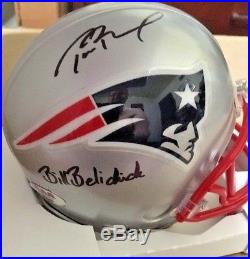 Tom Brady and Bill Belichick New England Patriots signed autographed Mini Helmet