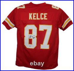 Travis Kelce Autographed/Signed Kansas City Chiefs Red XL Jersey BAS 22489
