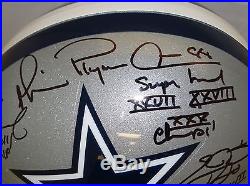 Troy Aikman Michael Irvin Emmitt Smith Signed Cowboys Silver FS Helmet withSB INSC
