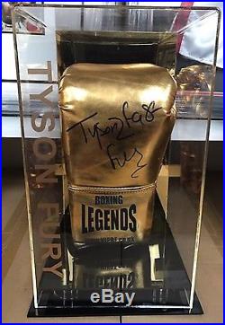Tyson Fury Signed Gold Boxing Glove World Champion in a Display case Rare COA