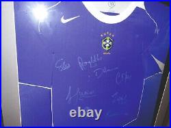 Very hard to find 2006 Brazilian National Team Blue Away Shirt Signed 8 players