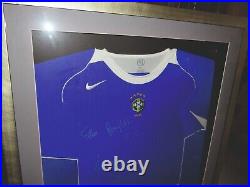 Very hard to find 2006 Brazilian National Team Blue Away Shirt Signed 8 players