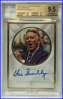 Vin Scully Signed 2016 Topps Transcendent Baseball Card Perfect 10 Auto/BGS 9.5