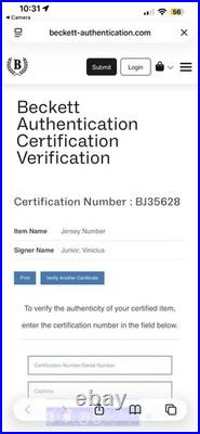 Vinicius Junior Signed Brazil National Team #7 Jersey Beckett BAS Auth Soccer