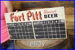 Vintage 1949 Pittsburgh Pirates / Steelers Fort Pitt Beer Metal Scorecard Sign