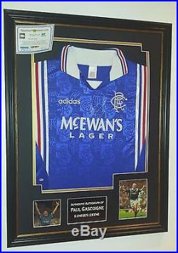 Vintage Paul Gascoigne of Glasgow Rangers Signed Shirt Autograph Display