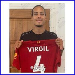 Virgil Van Dijk Signed Liverpool Football Shirt. Standard Frame
