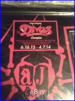 WWE Divas Champion Aj Lee Autograph Plaque Rare HoF Signed 102/295 Aew Njpw X