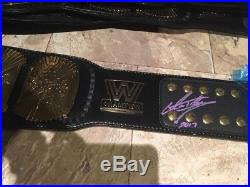 WWF WWE Winged Eagle Championship Belt Signed By Bret Hart & The undertaker