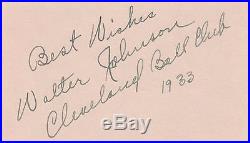 Walter Johnson Signed And Inscribed Note Jsa Certified Authentic Autograph Nice