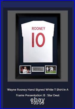 Wayne Rooney signed No 10 White England T-shirt framed ready to hang superb £99