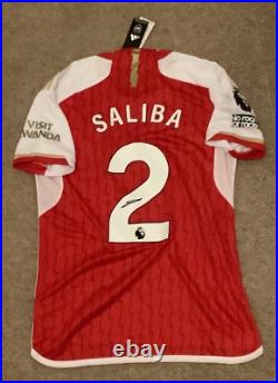 William Saliba Signed 23/24 Arsenal FC Home shirt-Photo Proof